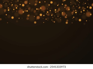 Gold glitter texture isolated with bokeh on background. Particles color Celebratory. Golden explosion of confetti Design. Vector illustration