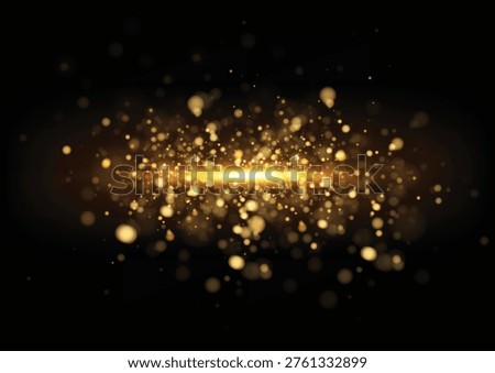 Gold glitter texture isolated with bokeh on background. Particles color Celebratory. Golden explosion of confetti Design. Vector illustration