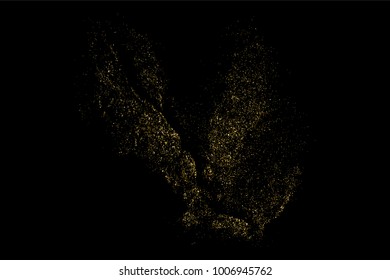 Gold glitter texture isolated on black. Amber particles color. Celebratory background. Golden explosion of confetti. Vector illustration,eps 10.