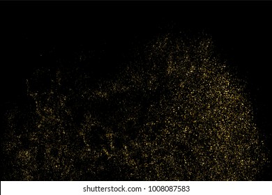 Gold glitter texture isolated on black. Amber particles color. Celebratory background. Golden explosion of confetti. Vector illustration,eps 10.