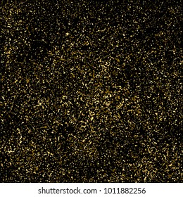 Gold glitter texture isolated on black square. Amber particles color. Celebratory background. Golden explosion of confetti. Vector illustration,eps 10.