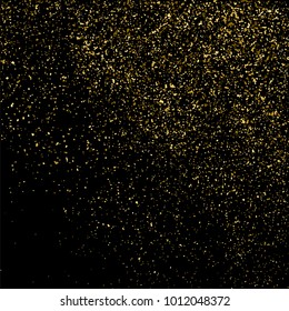 Gold glitter texture isolated on black square. Amber particles color. Celebratory background. Golden explosion of confetti. Vector illustration,eps 10.