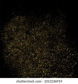 Gold glitter texture isolated on black square. Amber particles color. Celebratory background. Golden explosion of confetti. Vector illustration,eps 10.