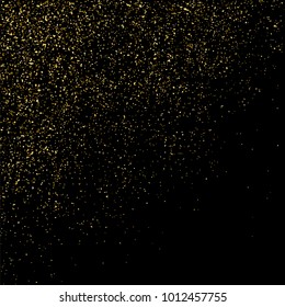 Gold glitter texture isolated on black square. Amber particles color. Celebratory background. Golden explosion of confetti. Vector illustration,eps 10.