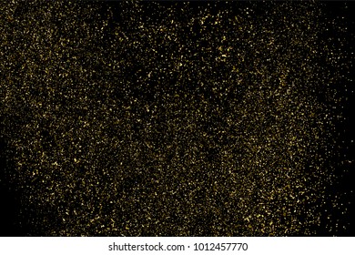 Gold glitter texture isolated on black. Amber particles color. Celebratory background. Golden explosion of confetti. Vector illustration,eps 10.