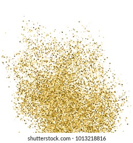 Gold glitter texture isolated on white. Amber particles color. Celebratory background. Golden explosion of confetti. Vector illustration,eps 10.