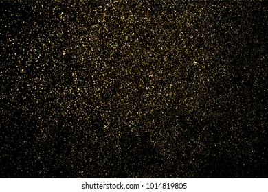 Gold glitter texture isolated on black. Amber particles color. Celebratory background. Golden explosion of confetti. Vector illustration,eps 10.