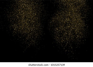 Gold glitter texture isolated on black. Amber particles color. Celebratory background. Golden explosion of confetti. Vector illustration,eps 10.