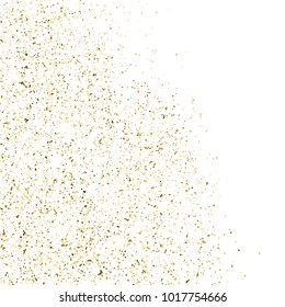 Gold glitter texture isolated on white square. Amber particles color. Celebratory background. Explosion of confetti. Vector illustration,eps 10.