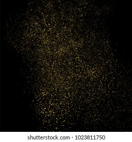 Gold glitter texture isolated on black square. Amber particles color. Celebratory background. Golden explosion of confetti. Vector illustration,eps 10.