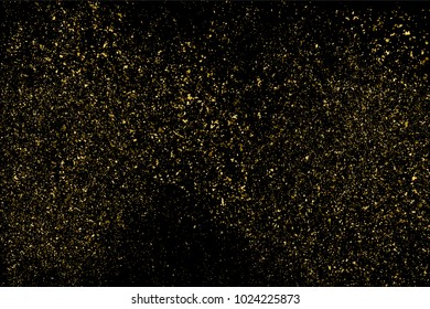 Gold glitter texture isolated on black. Amber particles color. Celebratory background. Golden explosion of confetti. Vector illustration,eps 10.