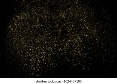 Gold glitter texture isolated on black. Amber particles color. Celebratory background. Golden explosion of confetti. Vector illustration,eps 10.