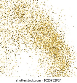 Gold glitter texture isolated on white. Amber particles color. Celebratory background. Golden explosion of confetti. Vector illustration,eps 10.
