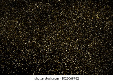 Gold glitter texture isolated on black. Amber particles color. Celebratory background. Golden explosion of confetti. Vector illustration,eps 10.