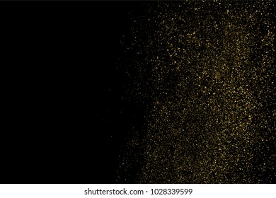 Gold glitter texture isolated on black. Amber particles color. Celebratory background. Golden explosion of confetti. Vector illustration,eps 10.