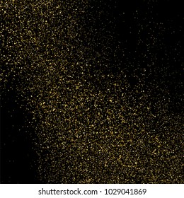 Gold glitter texture isolated on black square. Amber particles color. Celebratory background. Golden explosion of confetti. Vector illustration,eps 10.