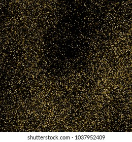 Gold glitter texture isolated on black. Amber particles color. Celebratory background. Golden explosion of confetti. Vector illustration,eps 10.