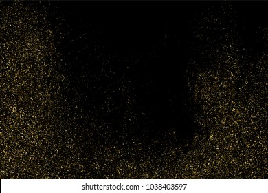 Gold glitter texture isolated on black. Amber particles color. Celebratory background. Golden explosion of confetti. Vector illustration,eps 10.