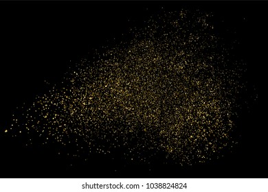 Gold glitter texture isolated on black. Amber particles color. Celebratory background. Golden explosion of confetti. Vector illustration,eps 10.
