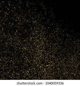 Gold glitter texture isolated on black square. Amber particles color. Celebratory background. Golden explosion of confetti. Vector illustration,eps 10.