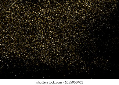 Gold glitter texture isolated on black. Amber particles color. Celebratory background. Golden explosion of confetti. Vector illustration,eps 10.