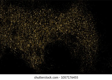 Gold glitter texture isolated on black. Amber particles color. Celebratory background. Golden explosion of confetti. Vector illustration,eps 10.