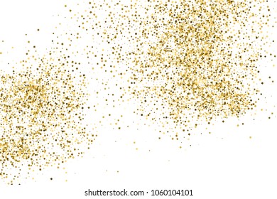 Gold glitter texture isolated on white. Amber color background. Golden explosion of confetti. Vector illustration,eps 10.