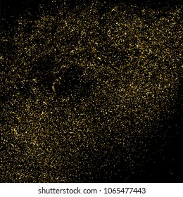 Gold glitter texture isolated on black square. Amber particles color. Celebratory background. Golden explosion of confetti. Vector illustration,eps 10.