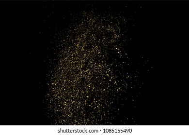 Gold glitter texture isolated on black. Amber particles color. Celebratory background. Golden explosion of confetti. Vector illustration,eps 10.