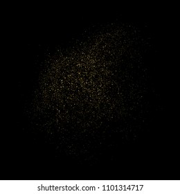 Gold glitter texture isolated on black square. Amber particles color. Celebratory background. Golden explosion of confetti. Vector illustration,eps 10.