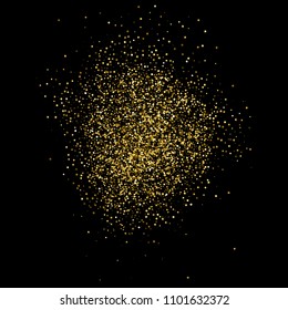 Gold glitter texture isolated on black. Amber particles color. Celebratory background. Golden explosion of confetti. Vector illustration,eps 10.