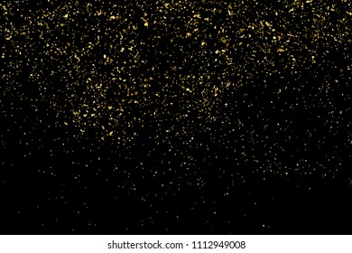 Gold glitter texture isolated on black. Amber particles color. Celebratory background. Golden explosion of confetti. Vector illustration,eps 10.
