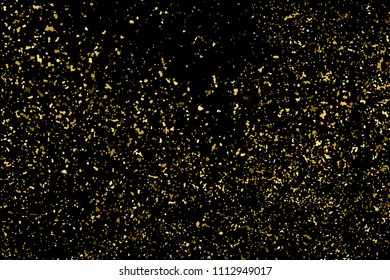 Gold glitter texture isolated on black. Amber particles color. Celebratory background. Golden explosion of confetti. Vector illustration,eps 10.