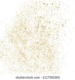 Gold glitter texture isolated on white square. Amber particles color. Celebratory background. Explosion of confetti. Vector illustration,eps 10.