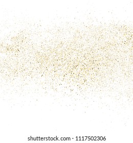 Gold glitter texture isolated on white square. Amber particles color. Celebratory background. Explosion of confetti. Vector illustration,eps 10.