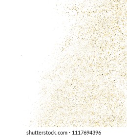 Gold glitter texture isolated on white square. Amber particles color. Celebratory background. Explosion of confetti. Vector illustration,eps 10.