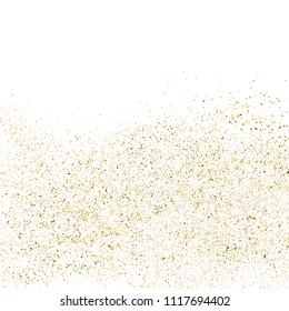 Gold glitter texture isolated on white square. Amber particles color. Celebratory background. Explosion of confetti. Vector illustration,eps 10.