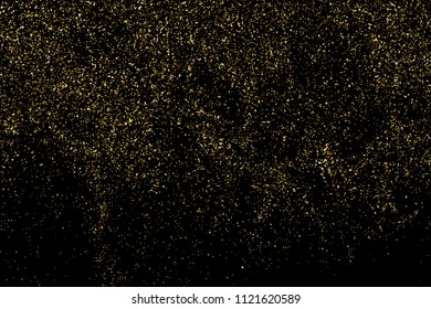 Gold glitter texture isolated on black. Amber particles color. Celebratory background. Golden explosion of confetti. Vector illustration,eps 10.