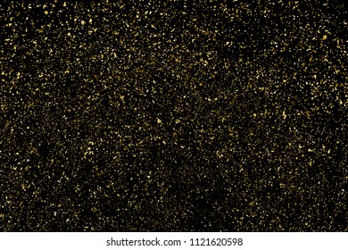Gold glitter texture isolated on black. Amber particles color. Celebratory background. Golden explosion of confetti. Vector illustration,eps 10.