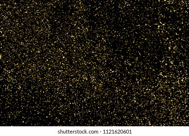Gold glitter texture isolated on black. Amber particles color. Celebratory background. Golden explosion of confetti. Vector illustration,eps 10.