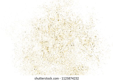 Gold glitter texture isolated on white. Amber particles color. Celebratory background. Golden explosion of confetti. Vector illustration,eps 10.
