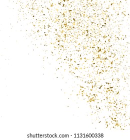 Gold glitter texture isolated on white square. Amber particles color. Celebratory background. Explosion of confetti. Vector illustration,eps 10.