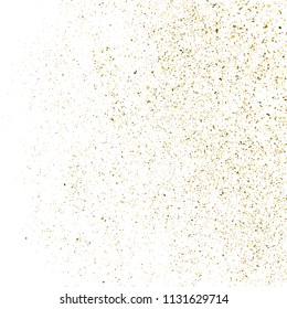 Gold glitter texture isolated on white square. Amber particles color. Celebratory background. Explosion of confetti. Vector illustration,eps 10.