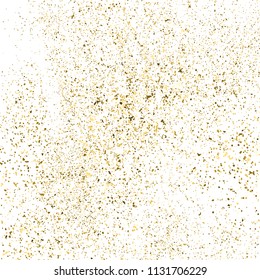 Gold glitter texture isolated on white square. Amber particles color. Celebratory background. Explosion of confetti. Vector illustration,eps 10.
