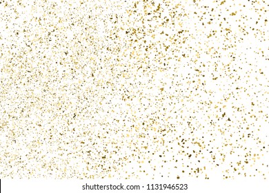 Gold glitter texture isolated on white. Amber particles color. Celebratory background. Golden explosion of confetti. Vector illustration,eps 10.