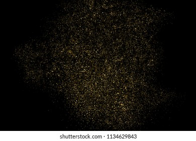 Gold glitter texture isolated on black. Amber particles color. Celebratory background. Golden explosion of confetti. Vector illustration,eps 10.
