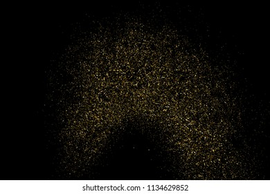 Gold glitter texture isolated on black. Amber particles color. Celebratory background. Golden explosion of confetti. Vector illustration,eps 10.