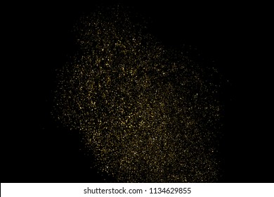 Gold glitter texture isolated on black. Amber particles color. Celebratory background. Golden explosion of confetti. Vector illustration,eps 10.