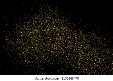 Gold glitter texture isolated on black. Amber particles color. Celebratory background. Golden explosion of confetti. Vector illustration,eps 10.