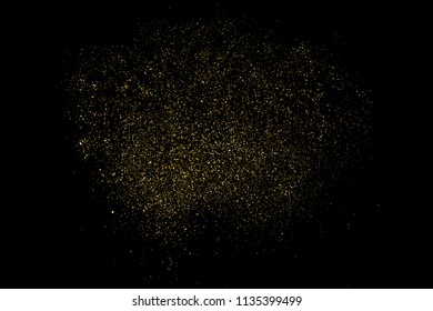 Gold glitter texture isolated on black. Amber particles color. Celebratory background. Golden explosion of confetti. Vector illustration,eps 10.